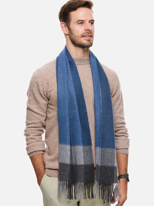 Blue Gray Basic Mens Cashmere Scarf