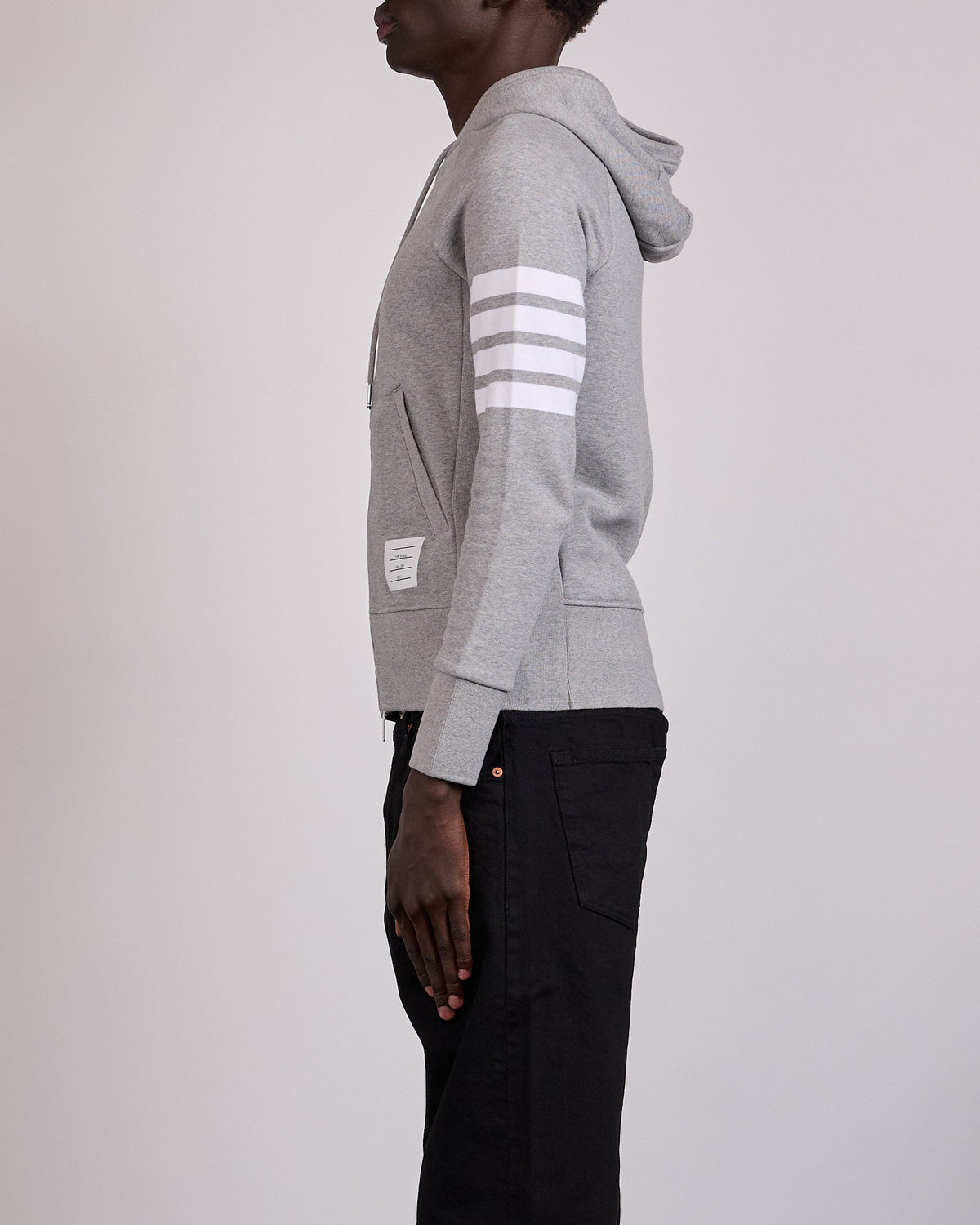 Thom Browne Classic Loopback 4 Bar Zip Hoodie Light Grey